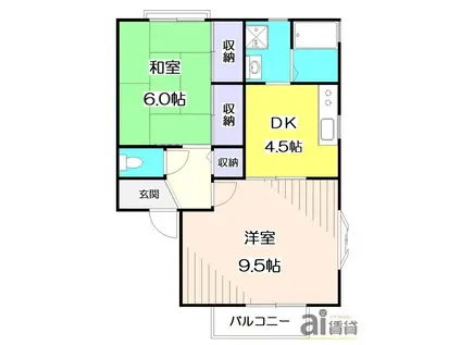 ヴィラ・イワサキ(2DK/2階)の間取り写真