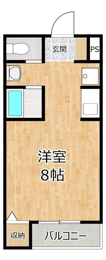 プルス新北野(ワンルーム/2階)の間取り写真