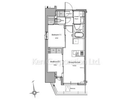 ルフォンプログレ秋葉原イースト(2LDK/8階)の間取り写真