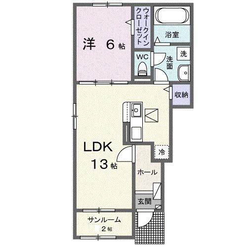 アイリス ガーデン(1LDK/1階)の間取り写真