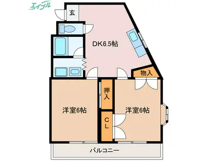 小俣マンション(2DK/3階)の間取り写真