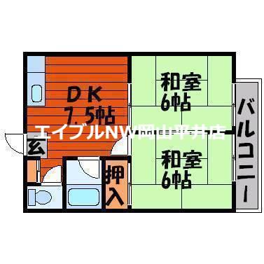 アルフィー政津(2DK/2階)の間取り写真