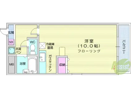幸町アヴェニュー(1K/4階)の間取り写真
