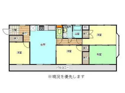 メゾンアイサン助信(3LDK/4階)の間取り写真