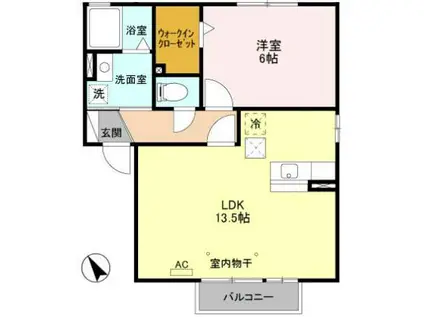 サンモール B(1LDK/1階)の間取り写真