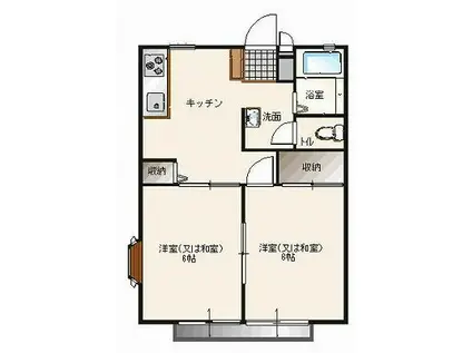 アメニティハイツA棟(2DK/1階)の間取り写真