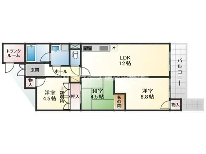 北河原ハイツ(3SLDK/5階)の間取り写真
