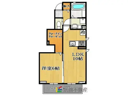 コージィコート柳川II(1LDK/1階)の間取り写真