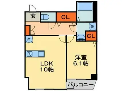 マリーナヒルズ(1LDK/3階)の間取り写真