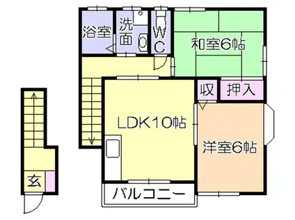 明星ガーデンハイツ(2LDK/2階)の間取り写真