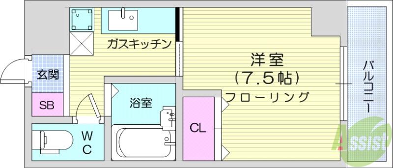 旭コンフォート中田(1K/3階)の間取り写真