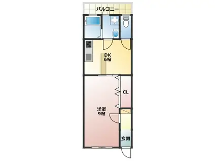 ドリカム塩屋(1DK/2階)の間取り写真