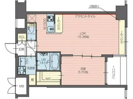 プレジオ長田(1LDK/2階)の間取り写真