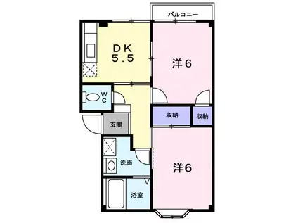 グリーンスカイI・II(2DK/1階)の間取り写真
