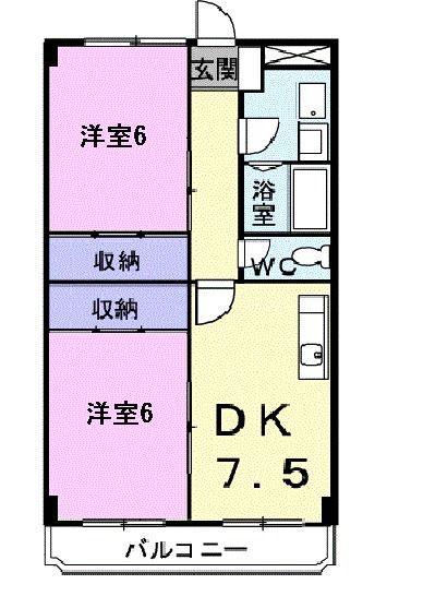 プレスタンス(2DK/2階)の間取り写真