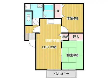 フィールドリバーII(2LDK/2階)の間取り写真