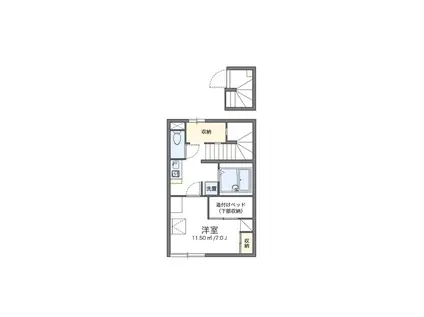 ポポラーレ(1K/2階)の間取り写真