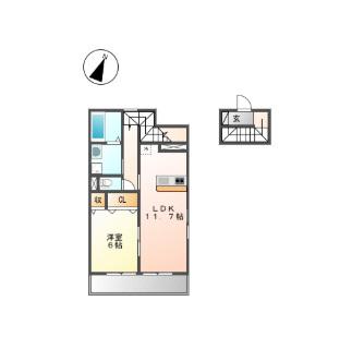 キャレフルール(1LDK/2階)の間取り写真