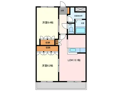 プリオールII(2LDK/2階)の間取り写真