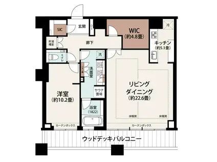 勝どき ザ・タワー(1SLDK/53階)の間取り写真