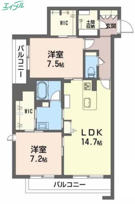 リュミエール(2LDK/2階)の間取り写真
