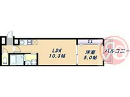 セレニティ照ヶ丘矢田B棟(1LDK/2階)の間取り写真