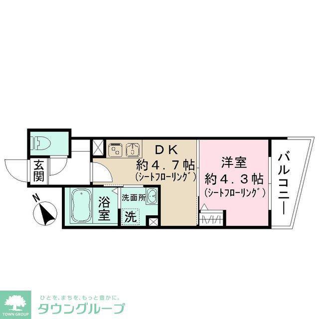 Jブラン西新井(1DK/2階)の間取り写真