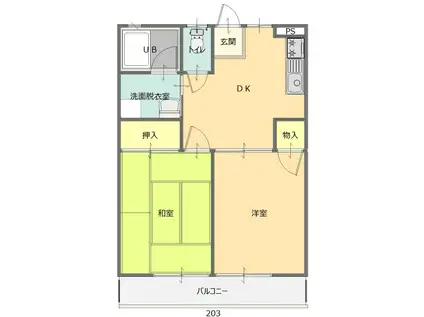 クイーンハイツサイトウ(2DK/1階)の間取り写真