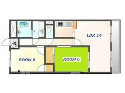 アーバンビュー屋島(2LDK/3階)の間取り写真