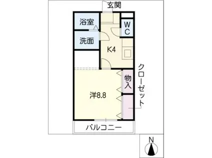 キルシェ・ヴィラ(1K/2階)の間取り写真