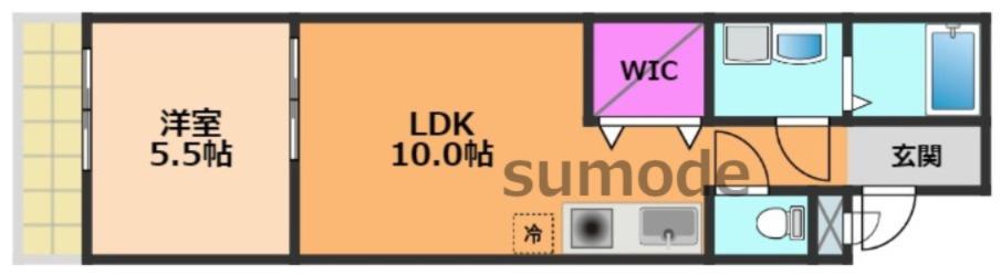 フジパレス茨木南(1LDK/1階)の間取り写真
