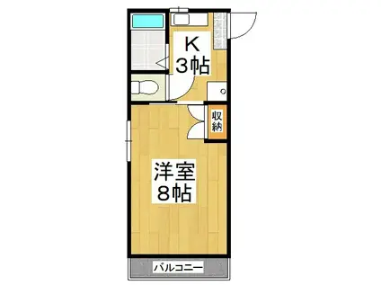 リトルハイム長岡(1K/1階)の間取り写真