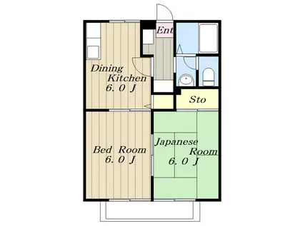 ディアコート大蔵(2DK/1階)の間取り写真