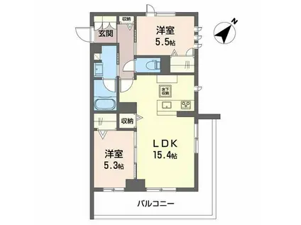 CLASSEUM連坊II(2LDK/1階)の間取り写真