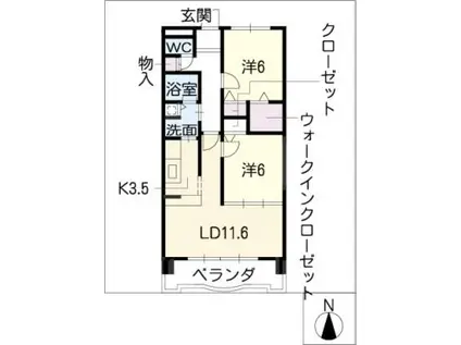 CASA LA PILA(2LDK/3階)の間取り写真