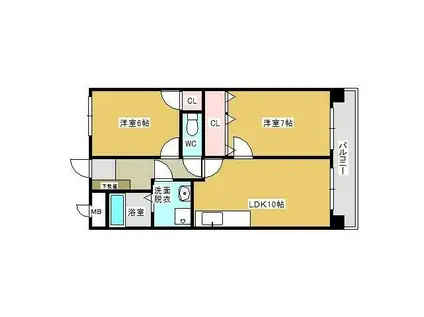 エルフ・フォレスト(2LDK/8階)の間取り写真