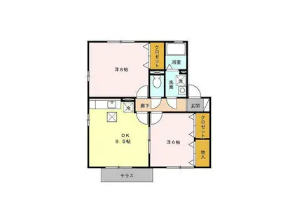 シェソワN(2DK/1階)の間取り写真