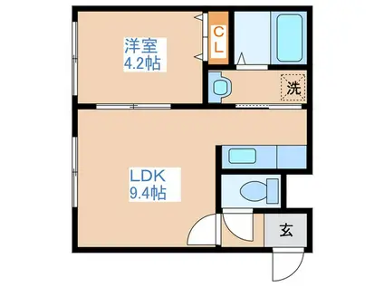 ヌーン澄川(1LDK/4階)の間取り写真