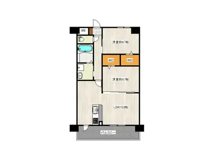 グラン ザ リラス21(2LDK/2階)の間取り写真