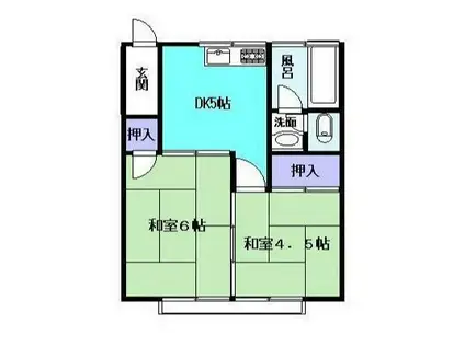 コーポむつみ(2DK/2階)の間取り写真