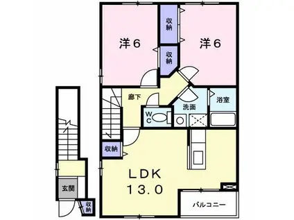 ベルヴェデーレ白尾C(2LDK/2階)の間取り写真