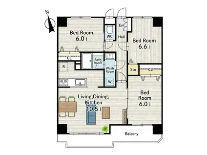 PLENDY南町田グランベリーパーク(3LDK/2階)の間取り写真