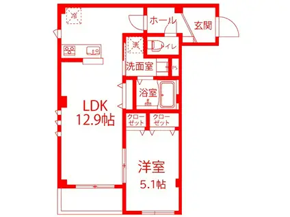 カーサ・ビオレッタ(1LDK/3階)の間取り写真