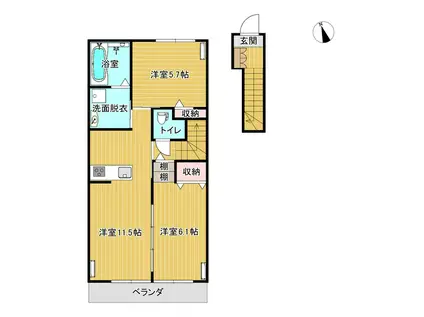 カーサノワールA(2LDK/2階)の間取り写真
