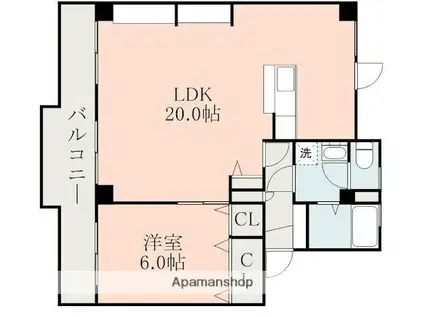 グローリーマンション(1LDK/2階)の間取り写真