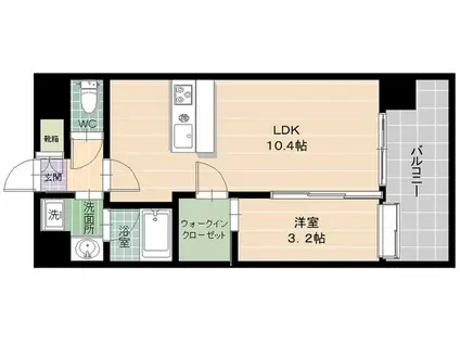 エソラ西新(1LDK/5階)の間取り写真