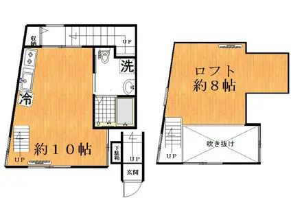 キャトル笹塚(ワンルーム/2階)の間取り写真