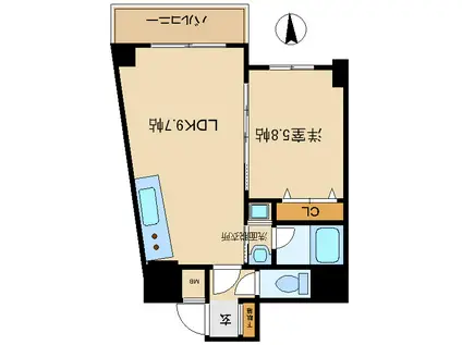 D-REST NAKANOSIMA(1LDK/8階)の間取り写真