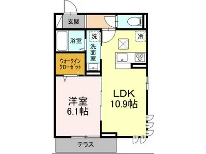 ルリアン東葛西(1LDK/1階)の間取り写真