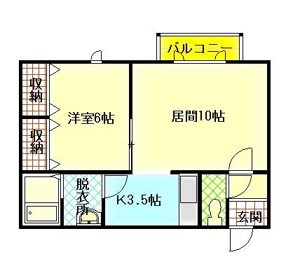 プロスパラスA棟(1LDK/1階)の間取り写真